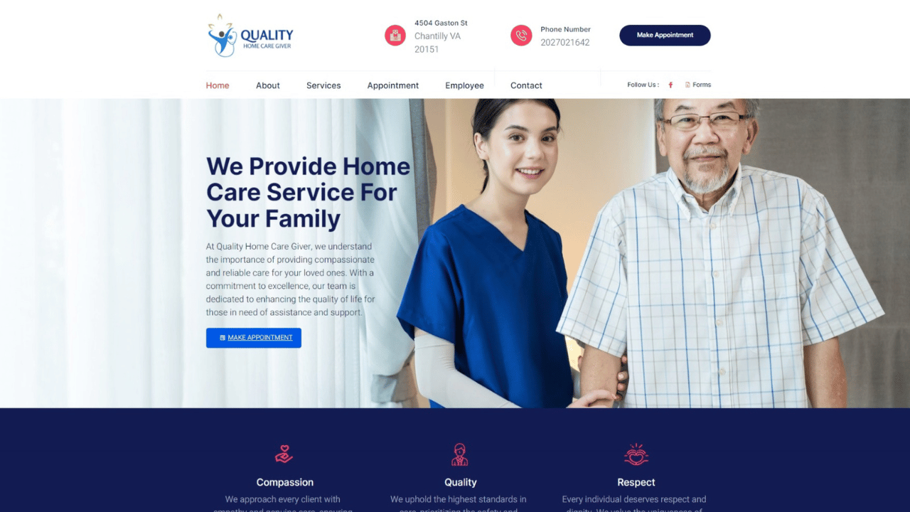 Quality Home Care Giver – Website Design